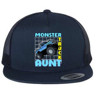 Monster Truck Aunt Monster Truck Family Fans Gift Flat Bill Trucker Hat