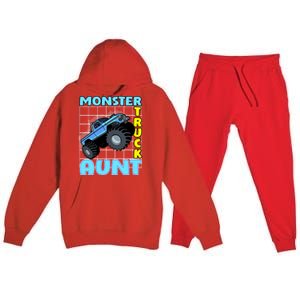 Monster Truck Aunt Monster Truck Family Fans Gift Premium Hooded Sweatsuit Set