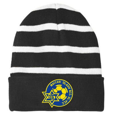 Maccabi Tel Aviv Sport Fc Football Club Israel Striped Beanie with Solid Band