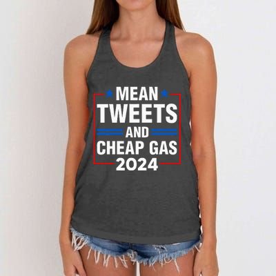 Mean Tweets And Cheap Gas Prices Meme 2024 Pro Trump Fan Women's Knotted Racerback Tank