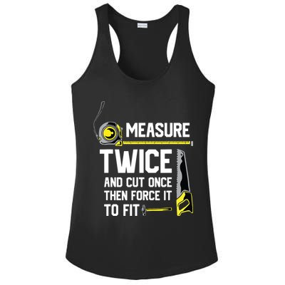 Measure Twice And Cut Once Funny Woodworking Ladies PosiCharge Competitor Racerback Tank