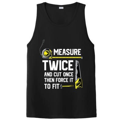 Measure Twice And Cut Once Funny Woodworking PosiCharge Competitor Tank