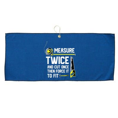 Measure Twice And Cut Once Funny Woodworking Large Microfiber Waffle Golf Towel