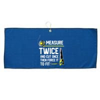 Measure Twice And Cut Once Funny Woodworking Large Microfiber Waffle Golf Towel