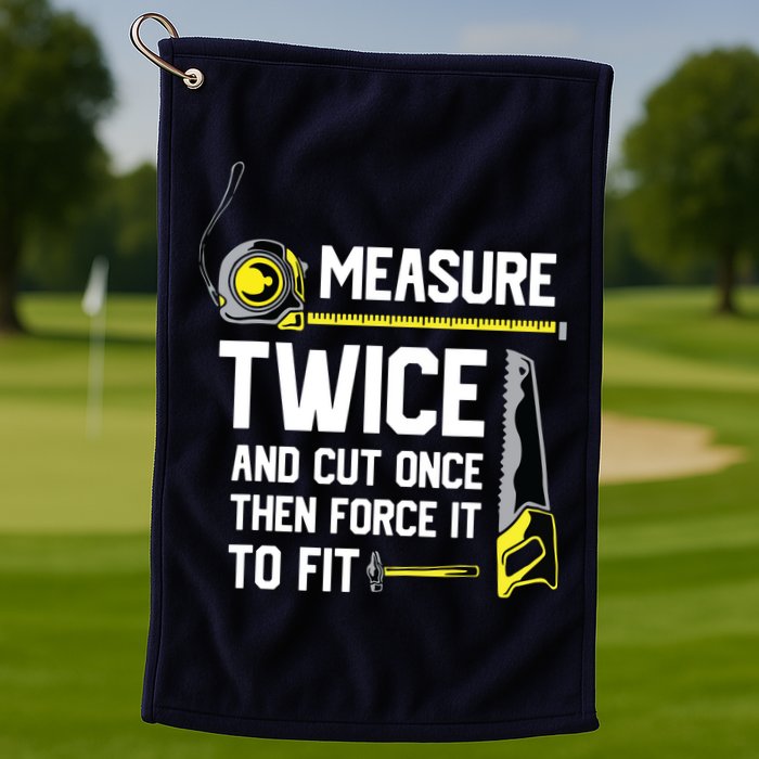 Measure Twice And Cut Once Funny Woodworking Golf Towel