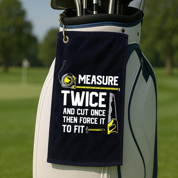 Measure Twice And Cut Once Funny Woodworking Golf Towel
