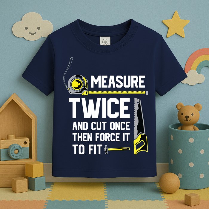 Measure Twice And Cut Once Funny Woodworking Toddler T-Shirt