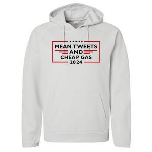 Mean Tweets And Cheap Gas Funny 2024 Pro Trump Performance Fleece Hoodie