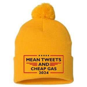 Mean Tweets And Cheap Gas Funny 2024 Pro Trump Pom Pom 12in Knit Beanie