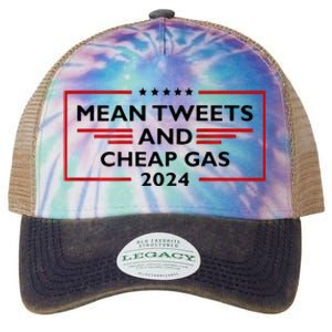 Mean Tweets And Cheap Gas Funny 2024 Pro Trump Legacy Tie Dye Trucker Hat