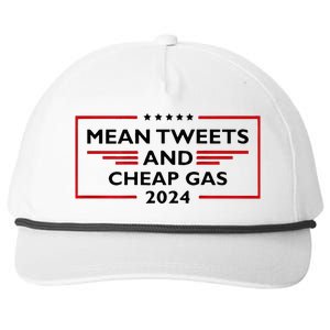 Mean Tweets And Cheap Gas Funny 2024 Pro Trump Snapback Five-Panel Rope Hat