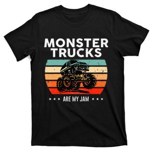 Monster Truck Are My Jam Retro Sunset Cool Engines T-Shirt