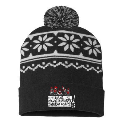 Make Tar And Feathers Great Again Chickens Animal USA-Made Snowflake Beanie