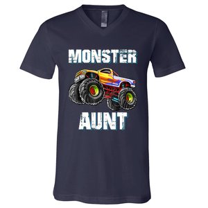 Monster Truck Aunt V-Neck T-Shirt