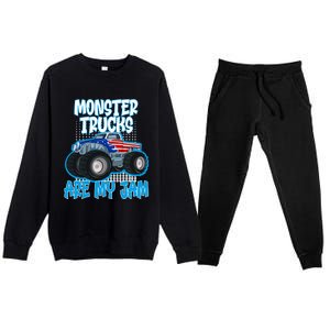 Monster Trucks Are My Jam Funny Monster Trucks Meaningful Gift Premium Crewneck Sweatsuit Set