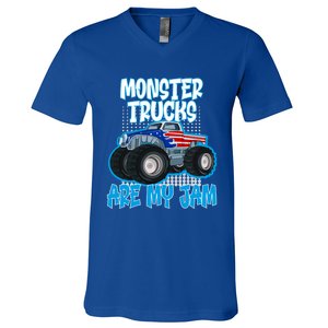 Monster Trucks Are My Jam Funny Monster Trucks Meaningful Gift V-Neck T-Shirt