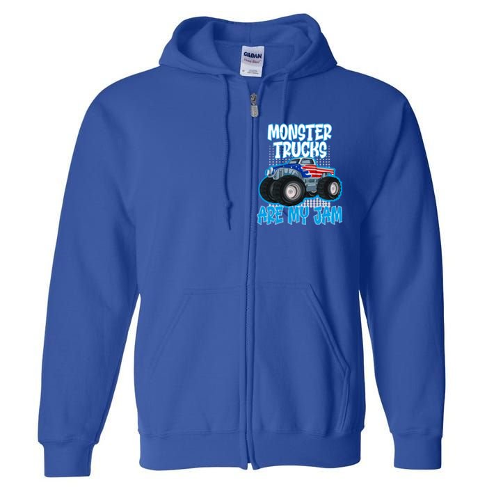 Monster Trucks Are My Jam Funny Monster Trucks Meaningful Gift Full Zip Hoodie