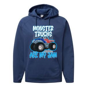 Monster Trucks Are My Jam Funny Monster Trucks Meaningful Gift Performance Fleece Hoodie