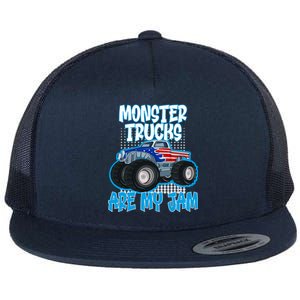 Monster Trucks Are My Jam Funny Monster Trucks Meaningful Gift Flat Bill Trucker Hat