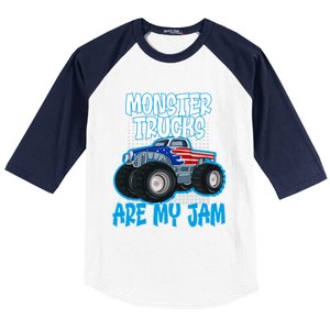 Monster Trucks Are My Jam Funny Monster Trucks Meaningful Gift Baseball Sleeve Shirt