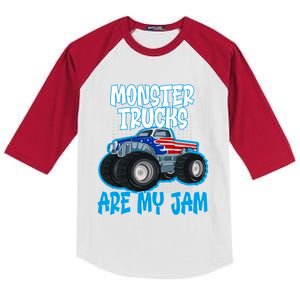 Monster Trucks Are My Jam Funny Monster Trucks Meaningful Gift Kids Colorblock Raglan Jersey