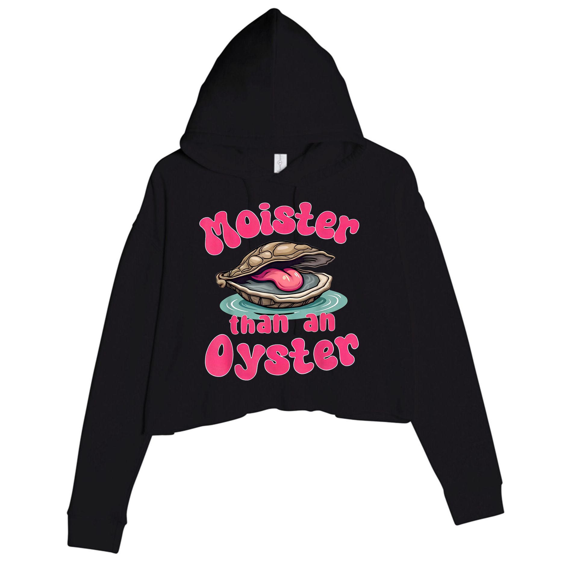 Moister Than An Oyster Funny Seafood Humor Crop Fleece Hoodie