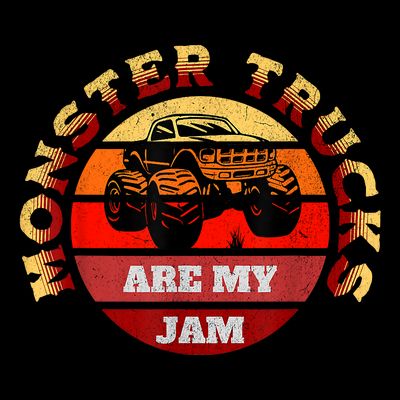 Monster Trucks Are My Jam Retro Vintage Sunset Big Car T-Shirt