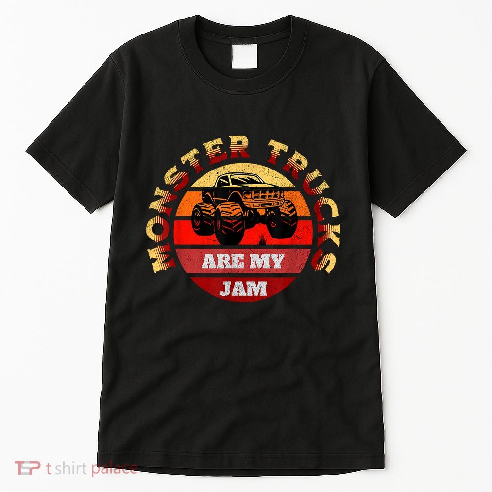 Monster Trucks Are My Jam Retro Vintage Sunset Big Car Tall T-Shirt