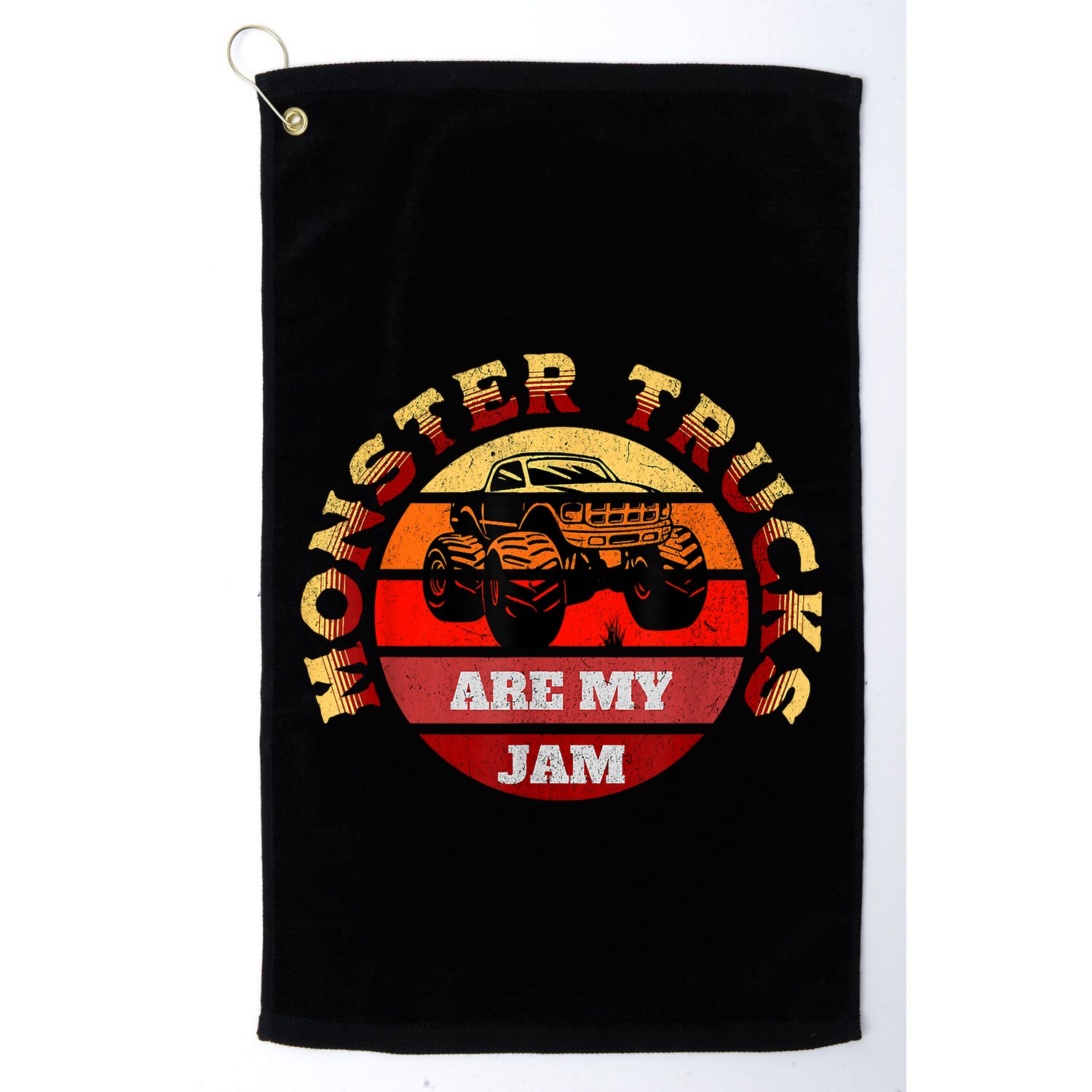 Monster Trucks Are My Jam Retro Vintage Sunset Big Car Golf Towel