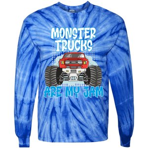 Monster Trucks Are My Jam Monster Truck Cute Gift Tie-Dye Long Sleeve Shirt