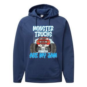 Monster Trucks Are My Jam Monster Truck Cute Gift Performance Fleece Hoodie