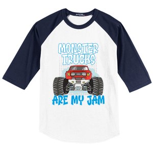 Monster Trucks Are My Jam Monster Truck Cute Gift Baseball Sleeve Shirt