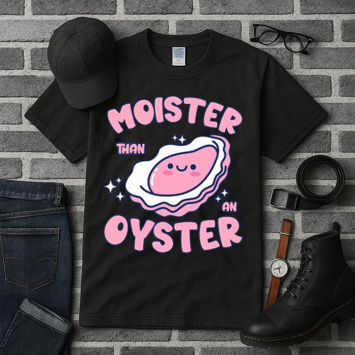 Moister Than An Oyster Inappropriate Shellfish Funny Raunchy Tall T-Shirt