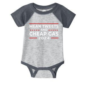 Mean Tweets And Cheap Gas Funny Donald Trump 2024 Election Infant Baby Jersey Bodysuit