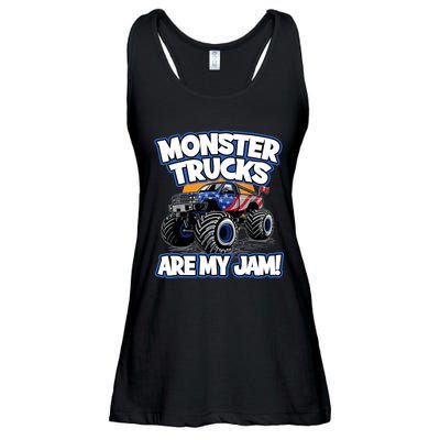 Monster Trucks Are My Jam Boy's Monster Truck Ladies Essential Flowy Tank