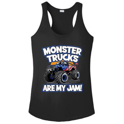 Monster Trucks Are My Jam Boy's Monster Truck Ladies PosiCharge Competitor Racerback Tank