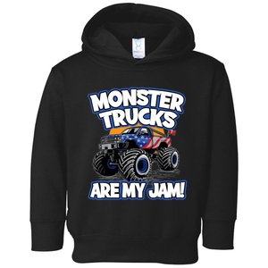 Monster Trucks Are My Jam Boy's Monster Truck Toddler Hoodie