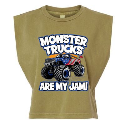 Monster Trucks Are My Jam Boy's Monster Truck Garment-Dyed Women's Muscle Tee