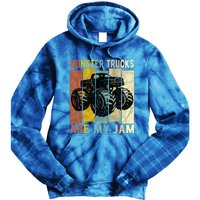 Monster Trucks Are My Jam Vintage Retro Monster Truck Gift Tie Dye Hoodie