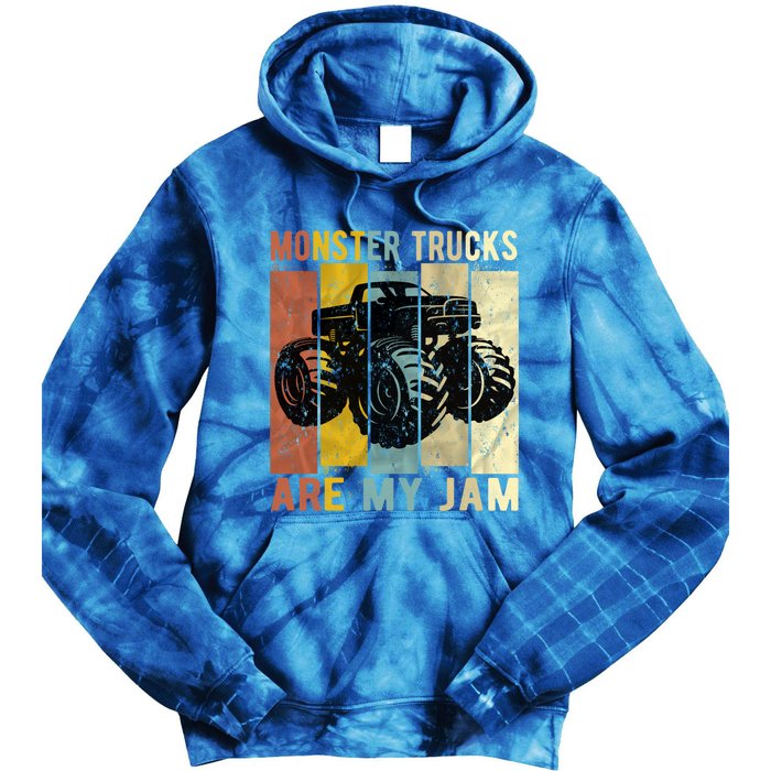 Monster Trucks Are My Jam Vintage Retro Monster Truck Gift Tie Dye Hoodie