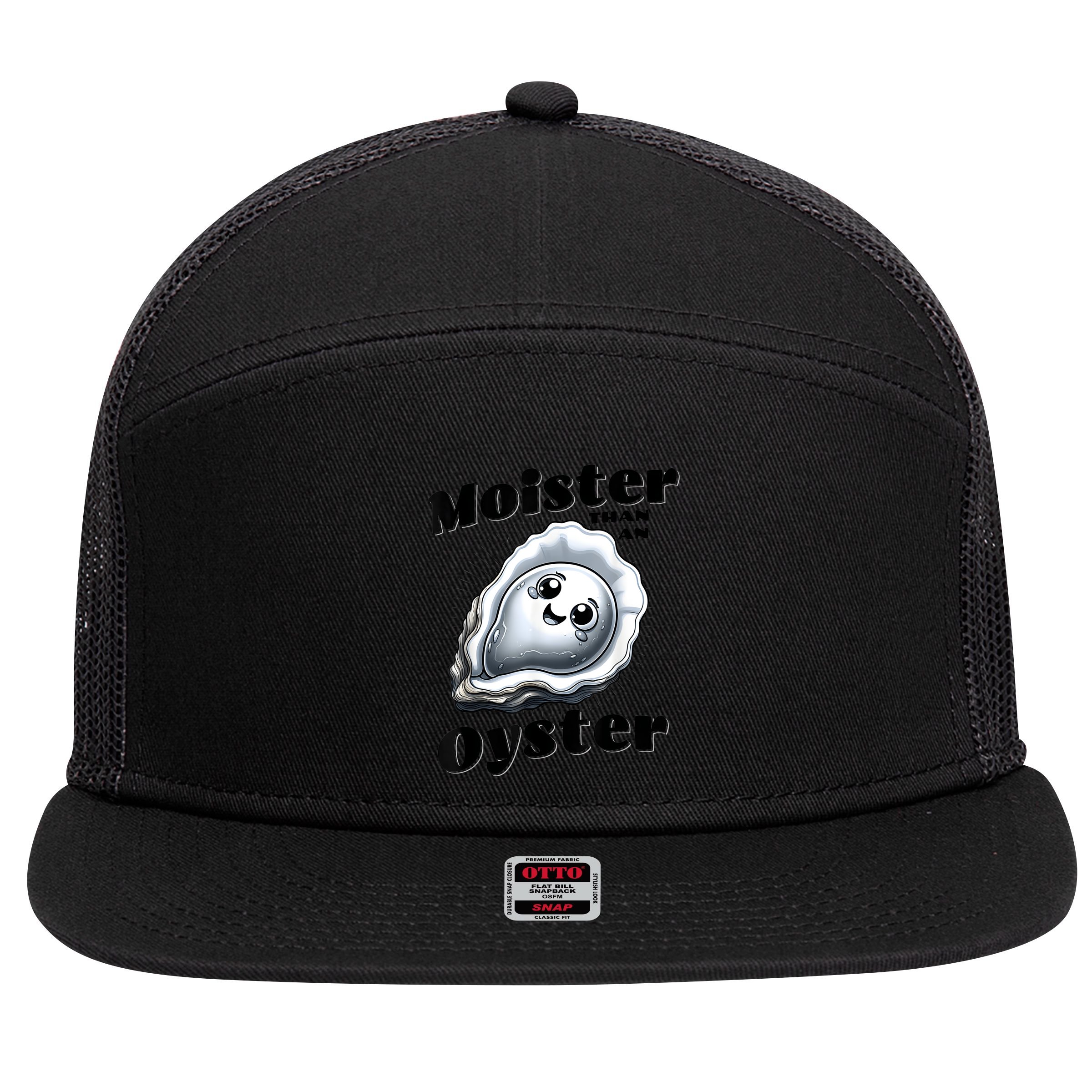Moister Than An Oyster Funny Shucking Shellfish Seafood 7 Panel Mesh Trucker Snapback Hat
