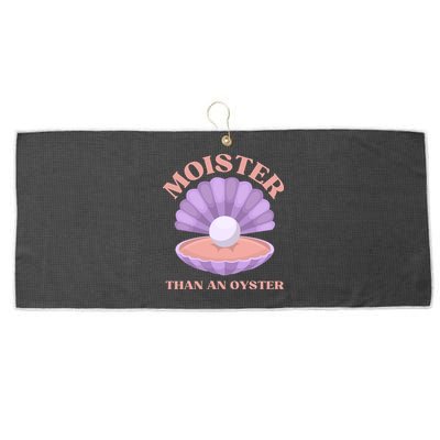 Moister Than An Oyster Shucking Funny Shellfish Shucker Large Microfiber Waffle Golf Towel