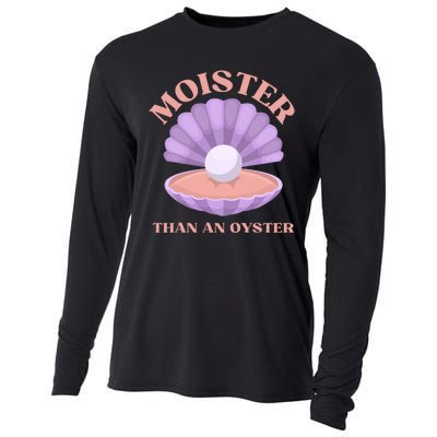 Moister Than An Oyster Shucking Funny Shellfish Shucker Cooling Performance Long Sleeve Crew