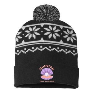 Moister Than An Oyster Shucking Funny Shellfish Shucker USA-Made Snowflake Beanie