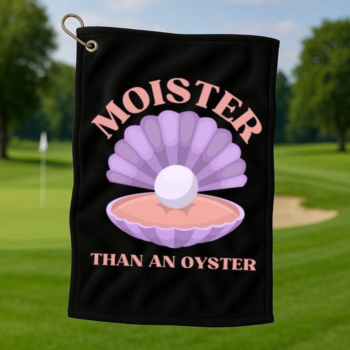 Moister Than An Oyster Shucking Funny Shellfish Shucker Golf Towel