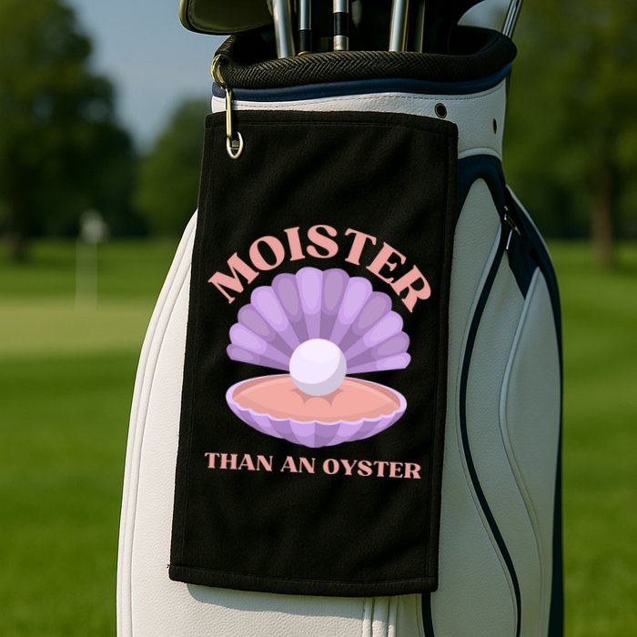 Moister Than An Oyster Shucking Funny Shellfish Shucker Golf Towel