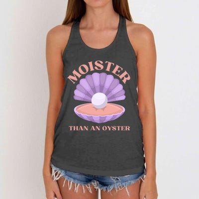 Moister Than An Oyster Shucking Funny Shellfish Shucker Women's Knotted Racerback Tank