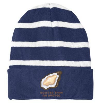 Moister Than An Oyster Shuck Seafood Striped Beanie with Solid Band