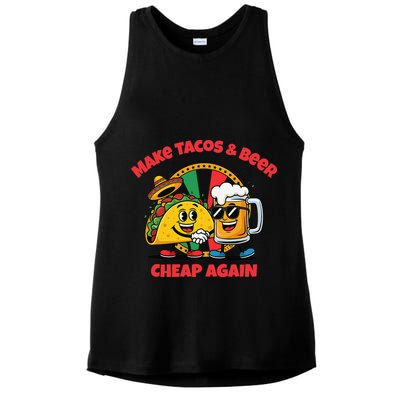 Make Tacos And Beer Cheap Again Funny Political Fiesta Ladies PosiCharge Tri-Blend Wicking Tank