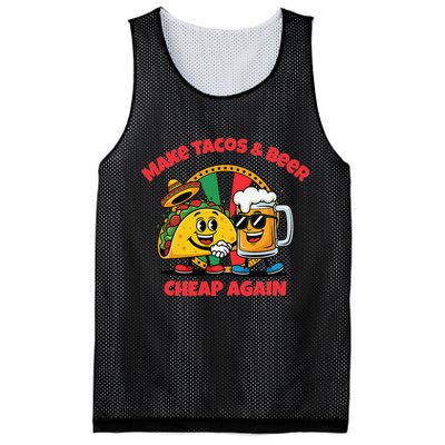 Make Tacos And Beer Cheap Again Funny Political Fiesta Mesh Reversible Basketball Jersey Tank